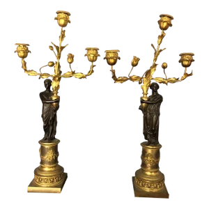 Early 20th Century French Bronze Torcheires - a Pair