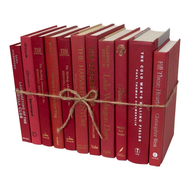 Decorative Books - Cherry Book Bundle - 1 Foot of Red Books For Sale