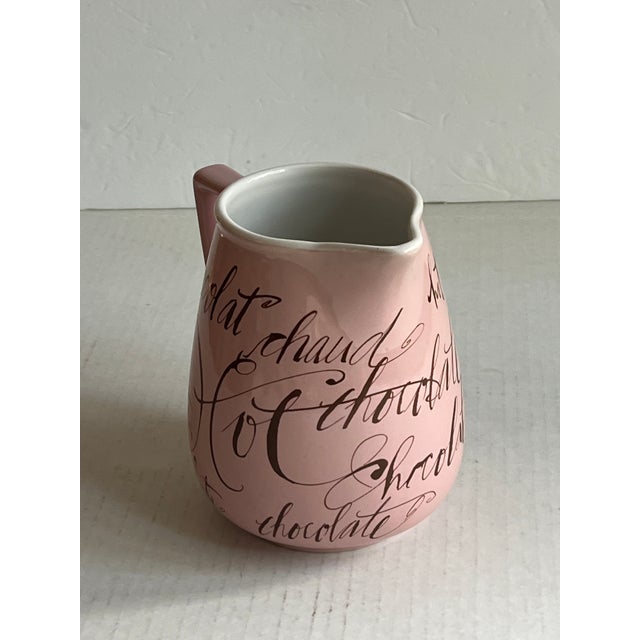 1990s Vinatge Pink & Brown Hot Chocolate Pitcher For Sale - Image 5 of 5