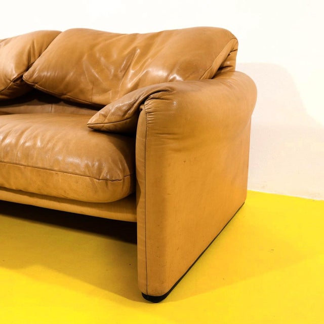 1970s Maralunga Living Room Set in Tan Leather by Vico Magistretti for Cassina, 1970s, Set of 3 For Sale - Image 5 of 18