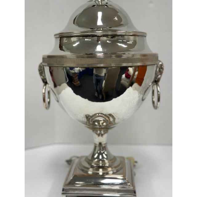 Silver Antique English Silver Urn Lamp For Sale - Image 8 of 10
