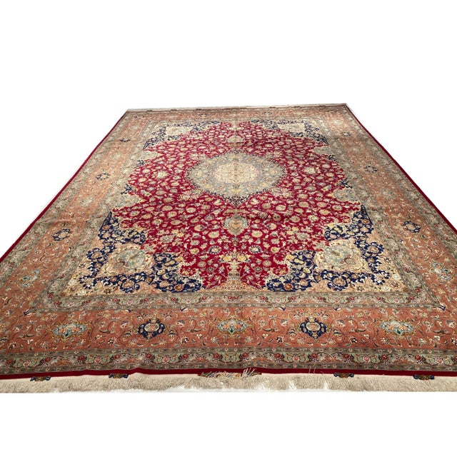 Pasargad Red Persian Fine Tabriz 70 Raj Silk & Wool For Sale - Image 12 of 13