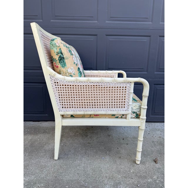 Hollywood Regency 1990s Palecek Faux Bamboo Cane Chair For Sale - Image 3 of 15
