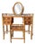 Cane and Bamboo Dressing Table with Oval Mirror and Stool, Set of 2 For Sale