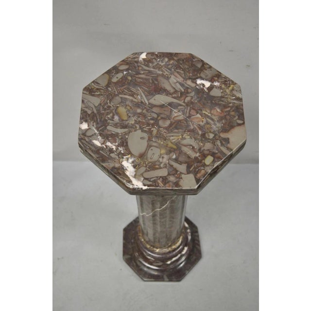 Vintage Italian Empire Style Purple Brown Marble Column Pedestal Plant Stand For Sale - Image 4 of 12
