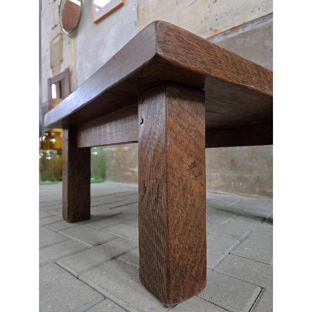 Mid-Century Modern Large Mid-Century Modern Square Oak Coffee Table, 1970s For Sale - Image 3 of 13
