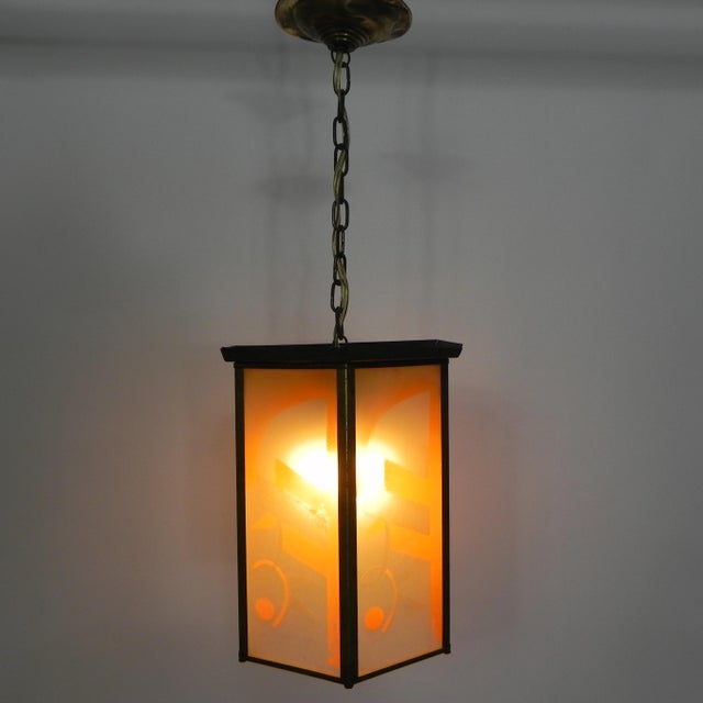 Art Deco Hanging Lamp with Glass Plates For Sale - Image 10 of 17