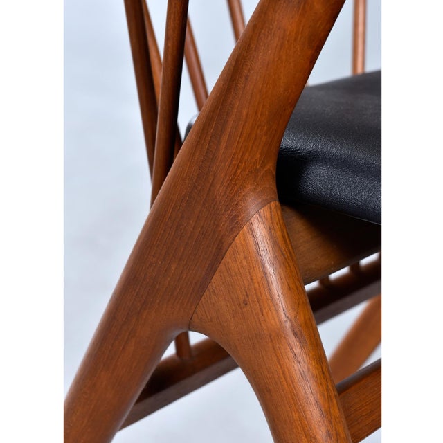 10 Spindle Back Ox Bow Solid Teak Danish Dining Chairs No. 8 by Helge Sibast For Sale - Image 11 of 14