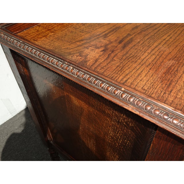 Vintage Mission Barley Twist Oak Server Cabinet ~ Sideboard Buffet Side Table For Sale In Los Angeles - Image 6 of 14