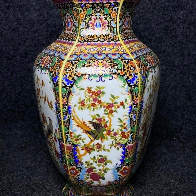 Vintage Chinese Famille Rose Porcelain Vase With Bird and Floral Medallion Motifs For Sale In Los Angeles - Image 6 of 9