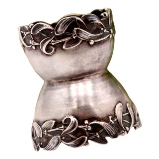 Silver Base for Egg Holder with Floral Reliefs For Sale