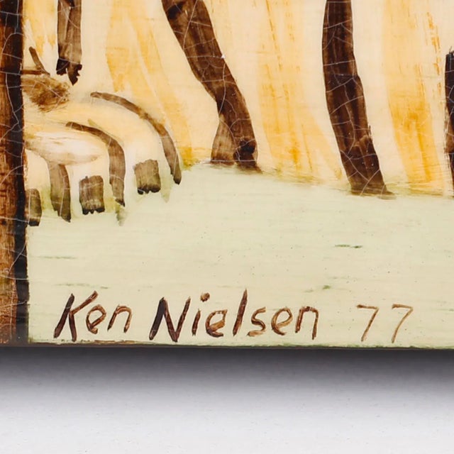 Tan Modernist Oil Painting on Board For Sale - Image 8 of 10