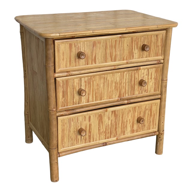 Vintage Coastal Bamboo Three Drawer Chest Chairish