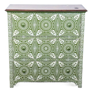 Pottery Barn Green Patterned 3-Drawer Dresser/Desk For Sale