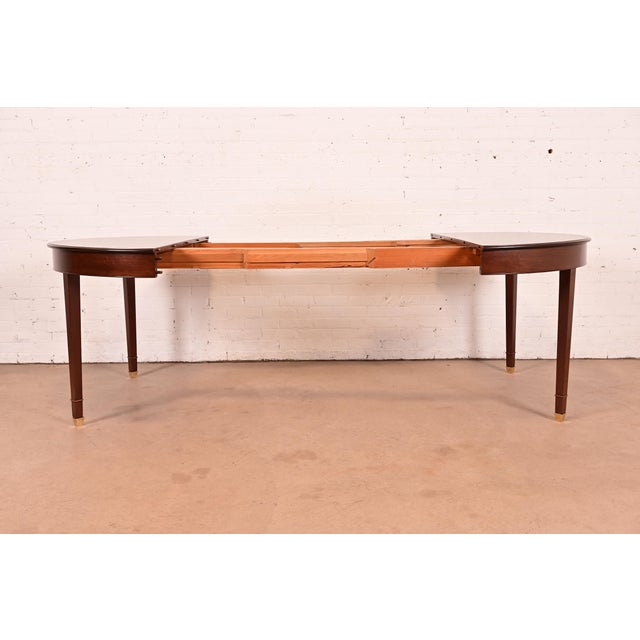 Brown Baker Furniture Style Antique French Regency Louis XVI Mahogany Extension Dining Table, Newly Refinished For Sale - Image 8 of 13