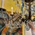 Bronze Finish Iron Scroll Crystal Swag Chandelier With Bronze Finish Canopy For Sale - Image 9 of 11