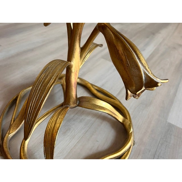 Drexel Mid-Century Arthur Court Style Drexel Gold Lilly Side Table For Sale - Image 4 of 6