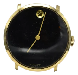 Late 20th Century The Hyrda: 14 Karat Yellow Gold Movado Swiss Wrist Watch with Date
