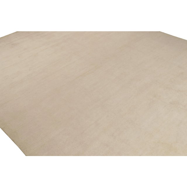 2010s Rug & Kilim’s Solid Beige-Brown Rug in Tone-On-Tone Contemporary Style For Sale - Image 5 of 7