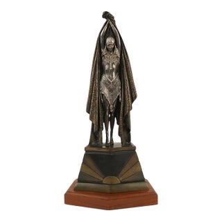 Art Deco Bronze 999 Silver Antinea Sculpture Attr Chiparus For Sale