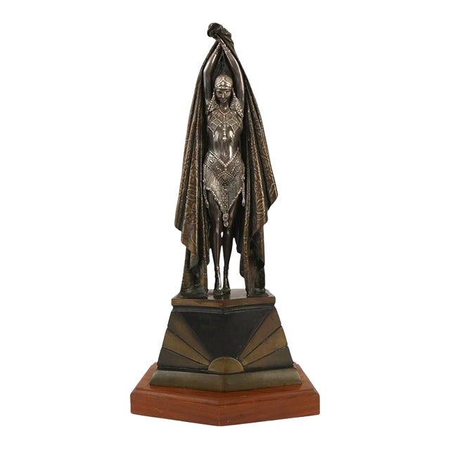 Art Deco Bronze 999 Silver Antinea Sculpture Attr Chiparus For Sale