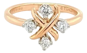 Tiffany & Co. Schlumberger Lynn Platinum 18k Rose Gold Diamond Ring, Size 5.5