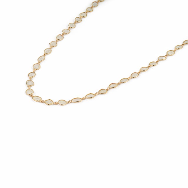 Contemporary 18k Yellow Gold 4.27ct Natural Uncut Diamond Slice Station Necklace 18 Inches For Sale - Image 3 of 14