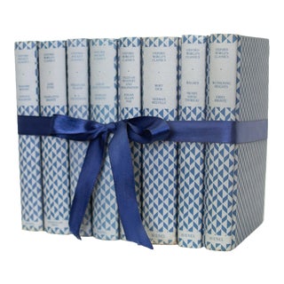 Vintage Powder Blue Classics Mini Book Set- 8 Pieces For Sale