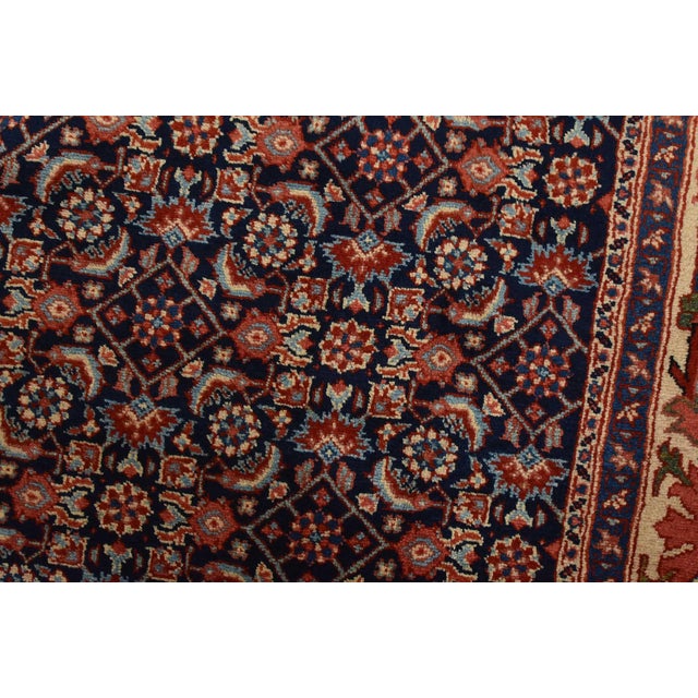 Sarouk Rug 6’5” X 8’4” Blue Wool Vintage Traditional Hand-Knotted Carpet For Sale - Image 4 of 12