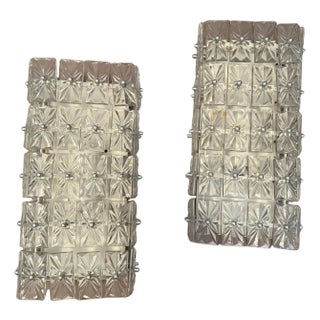 1960s Mid Century Modern Crystal East German DDR Veb Narva Leuchten Wall Lamps - a Pair For Sale