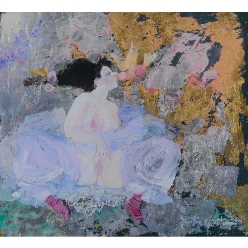 2000 - 2009 Emilia Castañeda, Erotic Scene with Lady, Mixed Media, Framed For Sale - Image 5 of 5