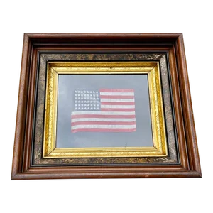 Vintage 48 Star American Flag Cotton in Frame