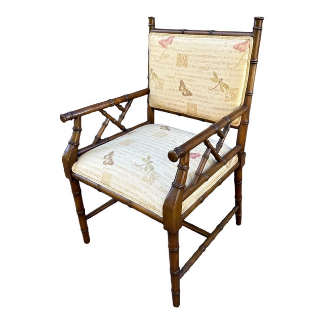 Chinese Chippendale Faux Bamboo Arm Chair For Sale