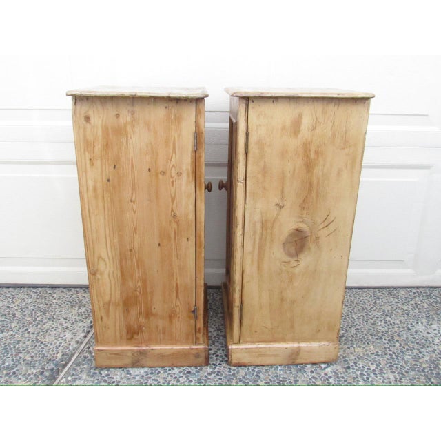 Wood Pair of Antique English Rustic Pine Nightstands For Sale - Image 7 of 17