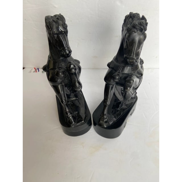 Stone Mid-Century Modern Raging Horses Blank Onyx Bookends - a Pair For Sale - Image 7 of 9