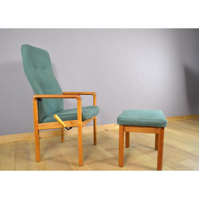 Danish Relax Armchair and Ottoman in Teak by Schou Andersen, 1960, in Very Good conditions. Designed 1960 to 1969 This...