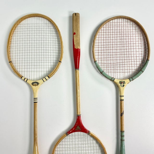 Mid-Century Boho Chic Vintage Badminton Rackets - Set of 3. For Sale - Image 9 of 9