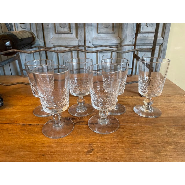 Antique French Hand-Cut Wine Glasses, 1800s, Set of 6 For Sale - Image 8 of 10