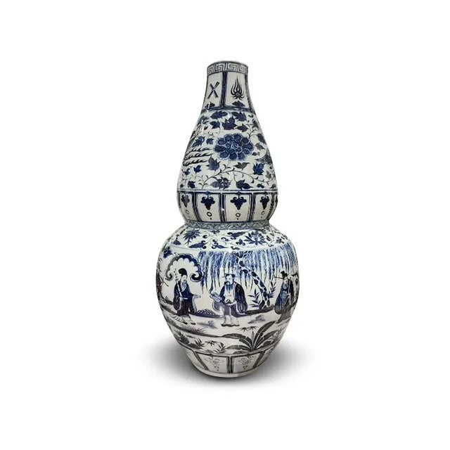Asian Blue & White Floor Vase 36" Height can be use for indoor and outdoor. This piece used high fire porcelain is all...