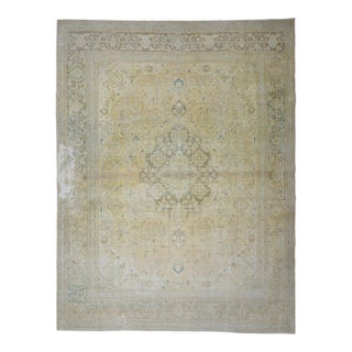 1970s Vintage Persian Handmade Wool Cotton Orange Area Rug For Sale