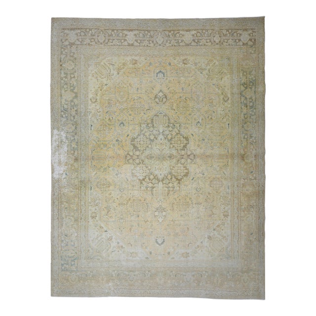 1970s Vintage Persian Handmade Wool Cotton Orange Area Rug For Sale