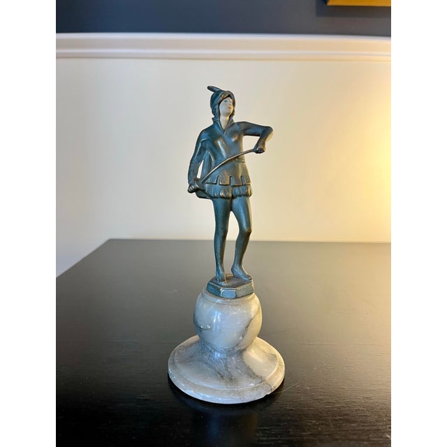 Vintage French Art Deco Bronze Soldier on Marble Base For Sale - Image 9 of 10