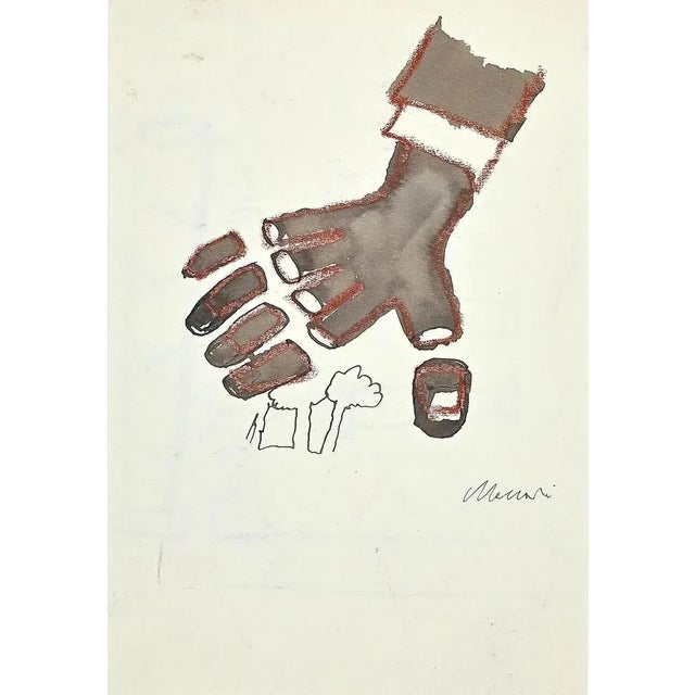 Mino Maccari, Hand, Original Mixed Media Drawing, Mid 20th-Century For Sale - Image 4 of 4