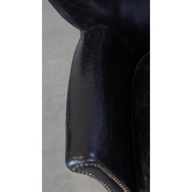 Black Black Armchair with Reversible Kilim Seat Cushion For Sale - Image 8 of 15