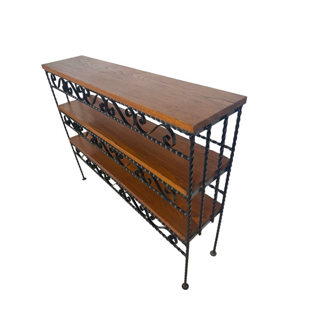 Brown Vintage Wrought Iron Scroll Shelf, Handmade Studio Piece, Spanish Revival Style For Sale - Image 8 of 17