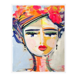 Citrus Girl by Maren Devine in White Frame, Medium Art Print For Sale