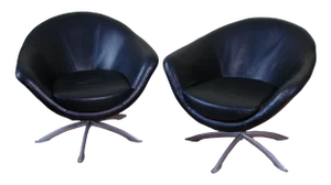 Set of Leather Swivel Armchairs, 1980s