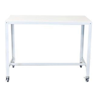 Cb2 Go Kart White Modern Rolling Desk With Metal Frame For Sale