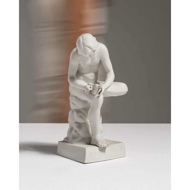 Antique White 19th Century French Antique White Bisque Porcelain Figure of Spinario For Sale - Image 8 of 15