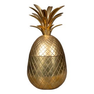 Mid-Century Brass Pineapple Lidded Box c.1970 For Sale